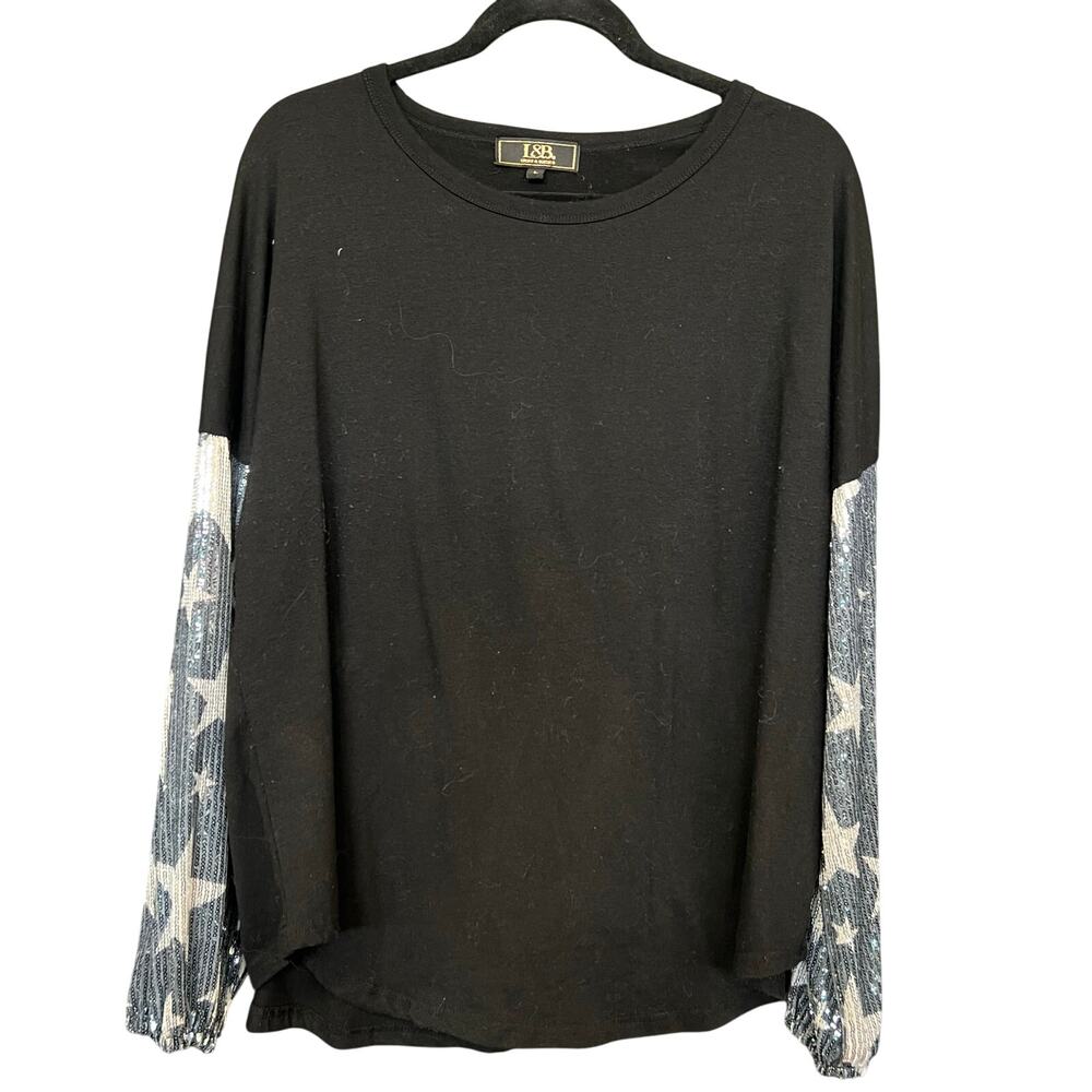 L&B Western Sequin Star Long Sleeve Blouse Large